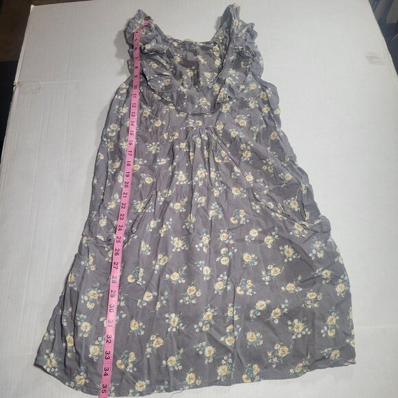 Pins And Needles Gray Floral Ruffled Sleeveless Mini Dress With Pockets Size M - Picture 9 of 10